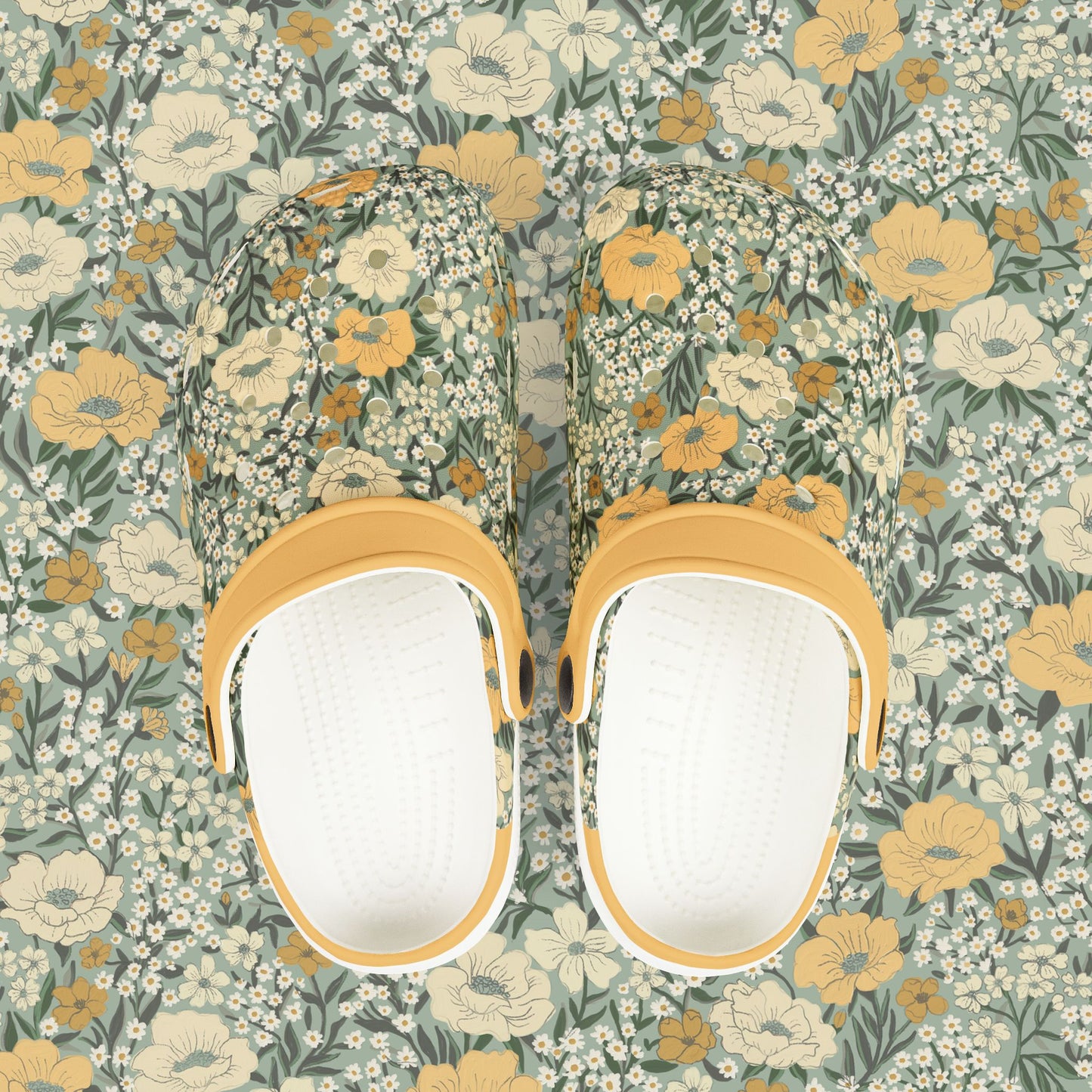 Wildflower Meadow Kid's EVA Foam Clogs, dusty teal