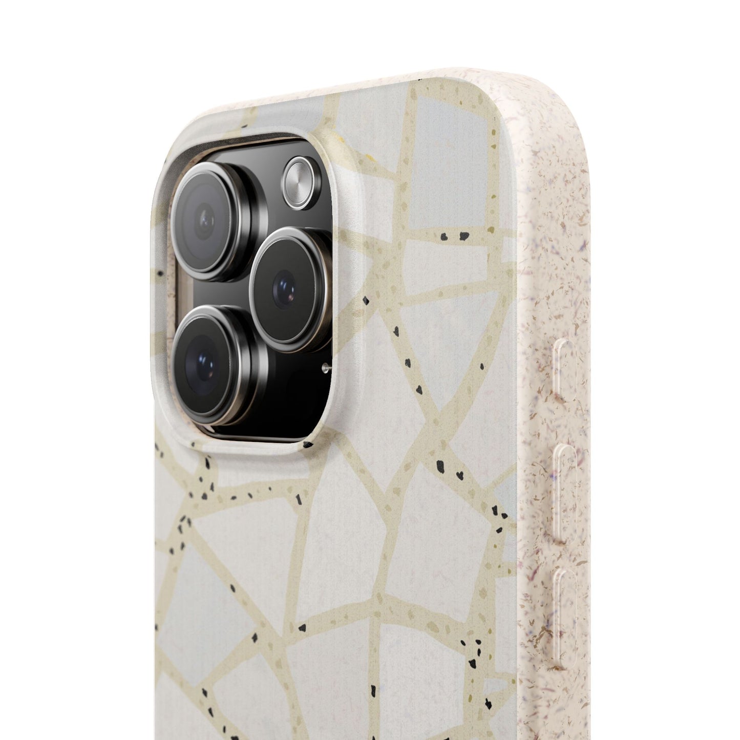 Dolce Terrazzo Phone Case - tan and white - Eco-Friendly, Biodegradable