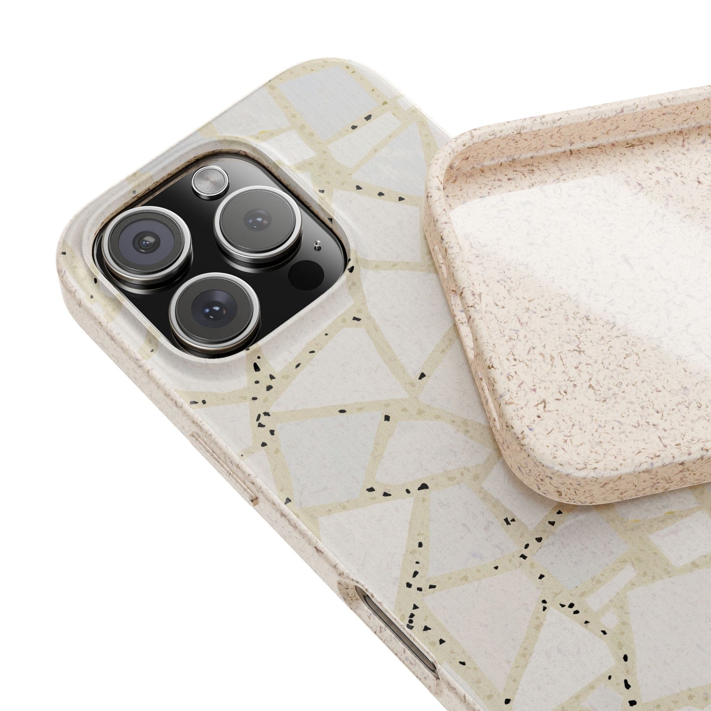 Dolce Terrazzo Phone Case - tan and white - Eco-Friendly, Biodegradable