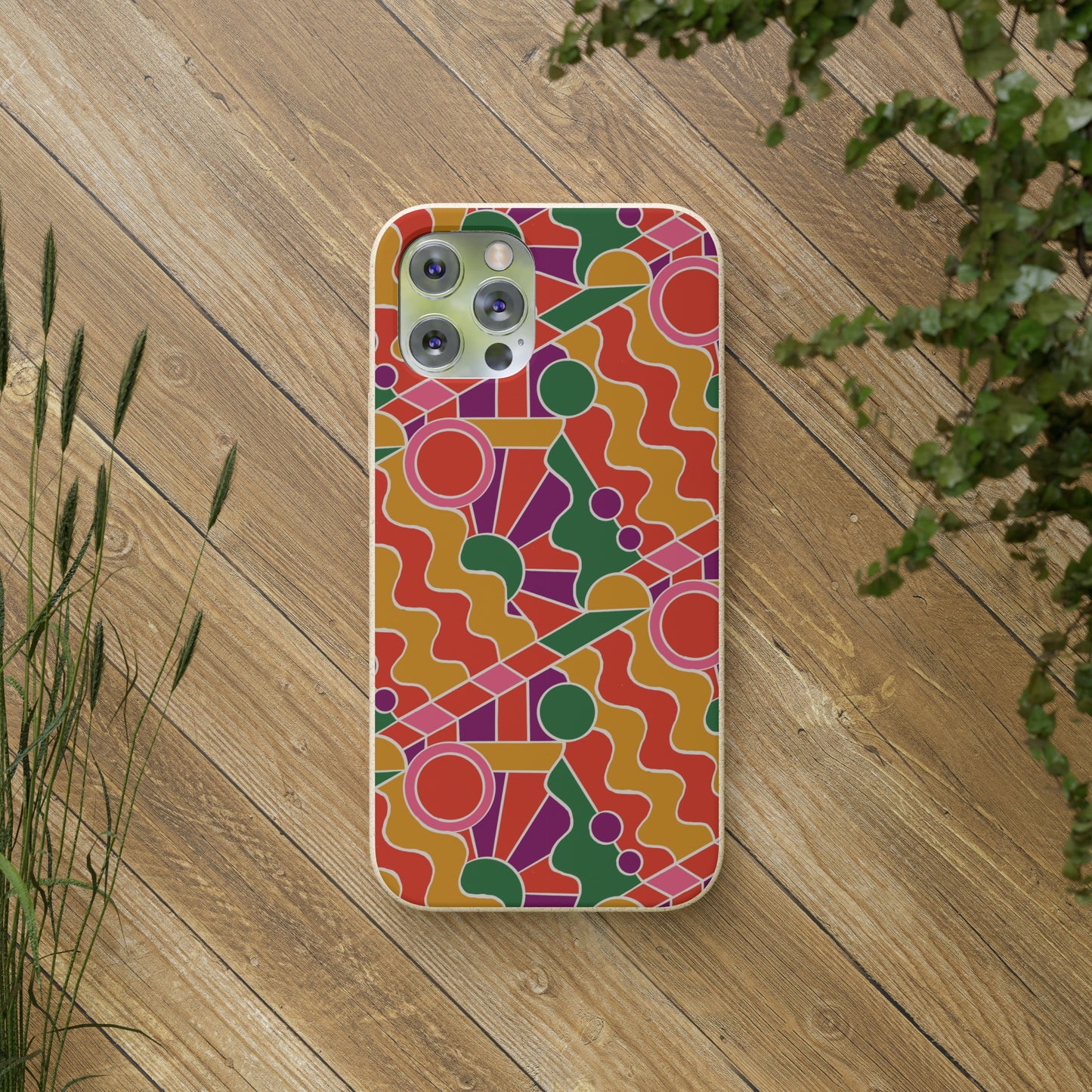 Day Trippin' Biodegradable Phone Case, purple, red, yellow and green