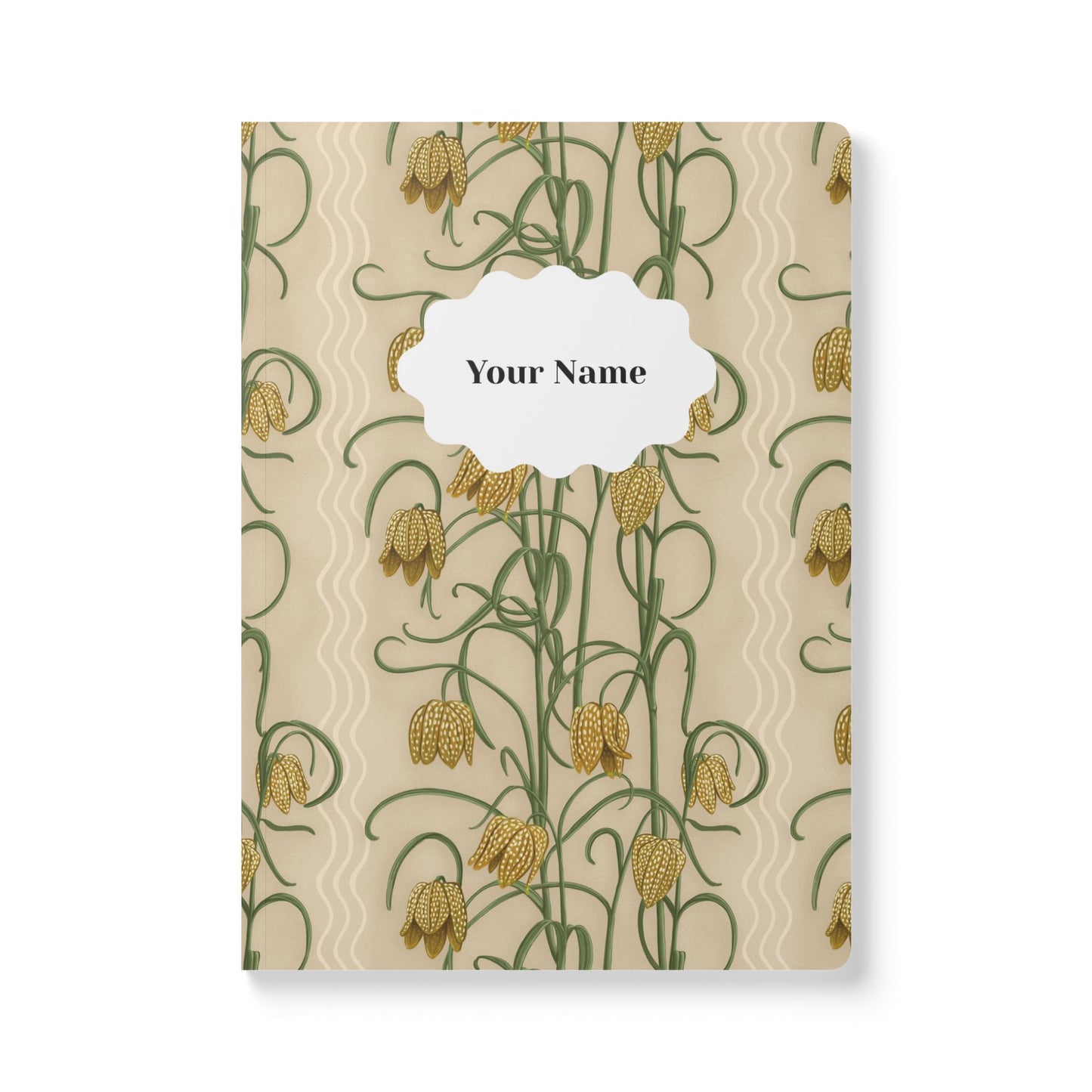 Campanas Softcover Personalized Journal, tan & ocher (add your name)