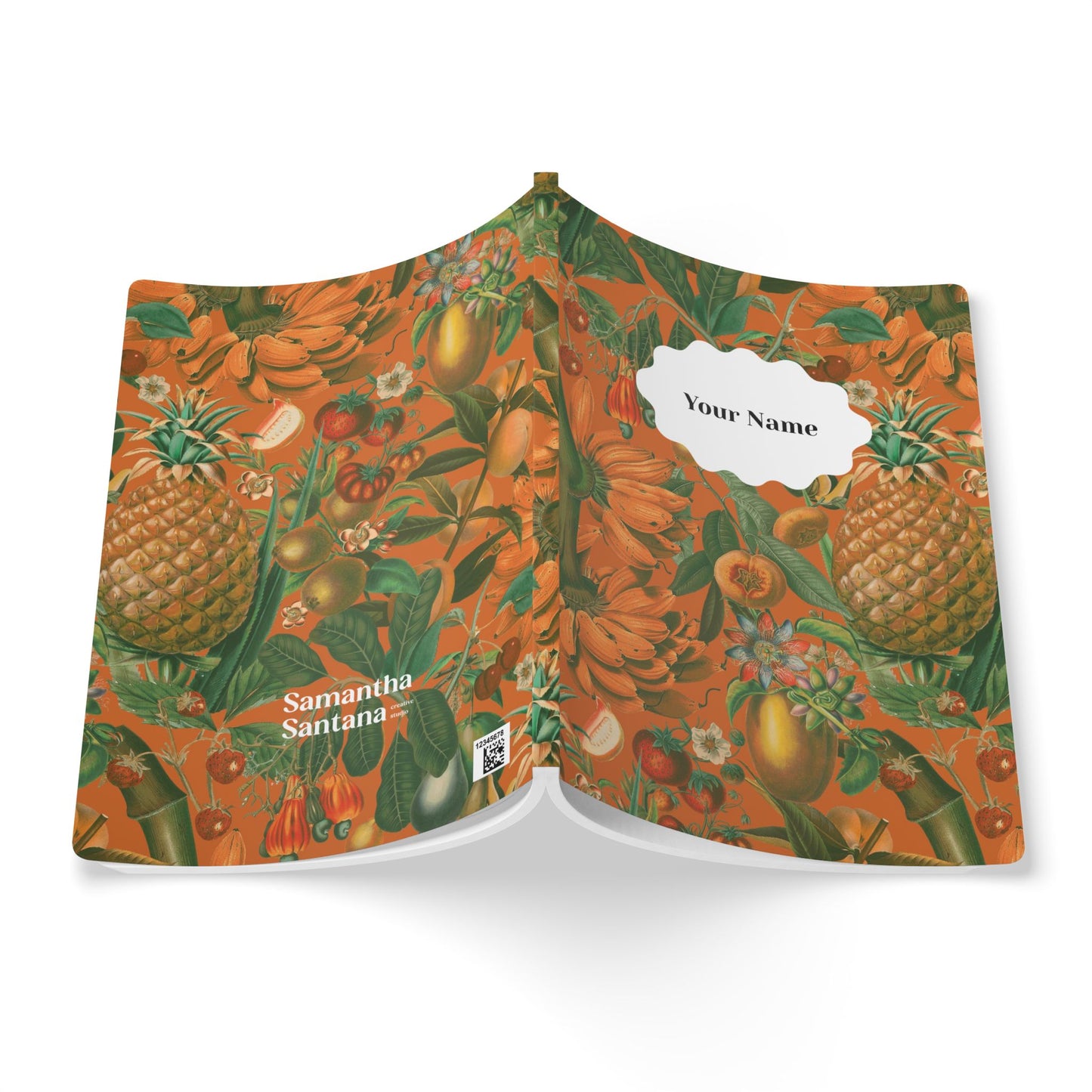 Juicy Fruit Softcover Personalized Journal, orange and green (add your name)