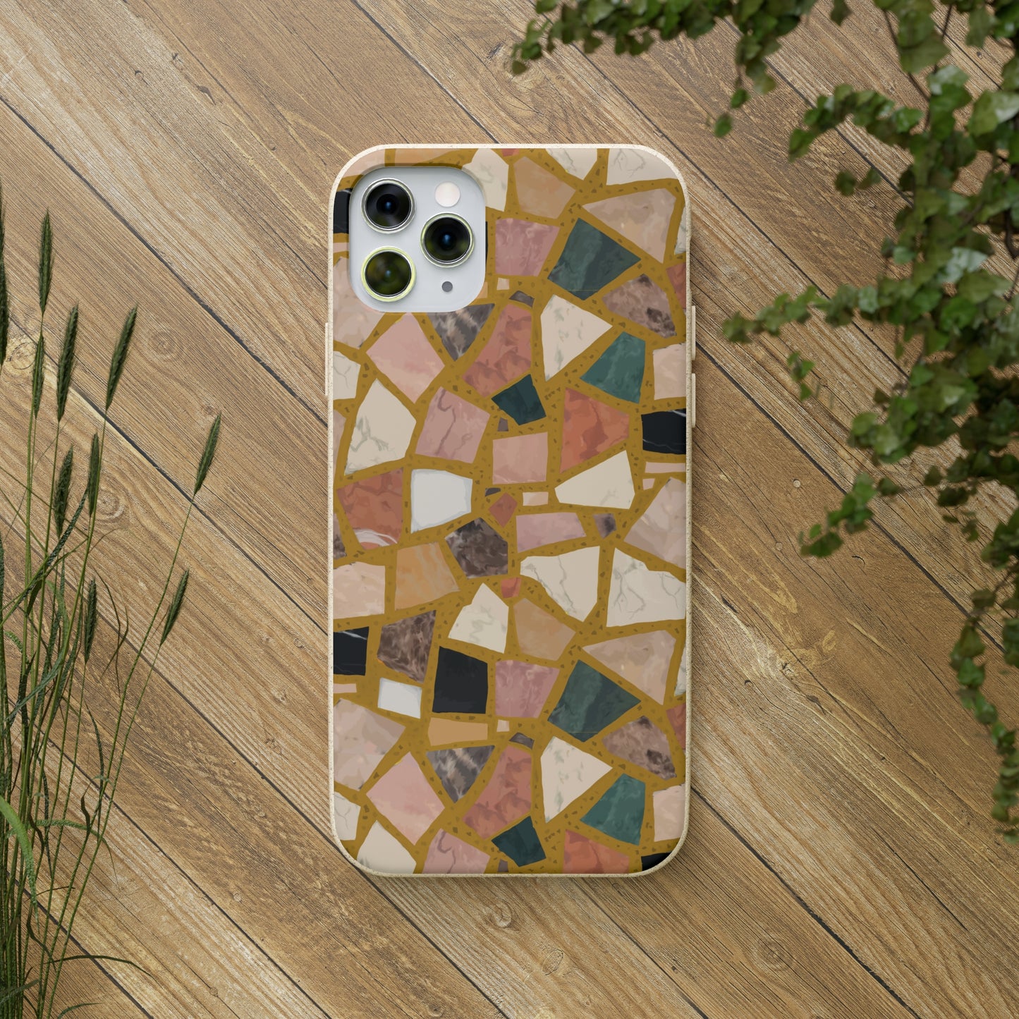 Dolce Terrazzo Biodegradable Phone Case, mustard yellow