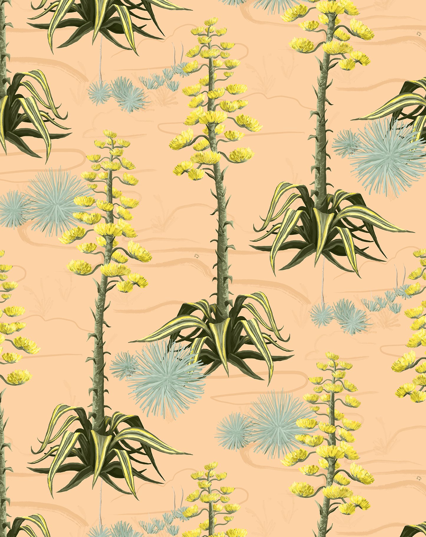 Agave Valley Wallpaper, peach