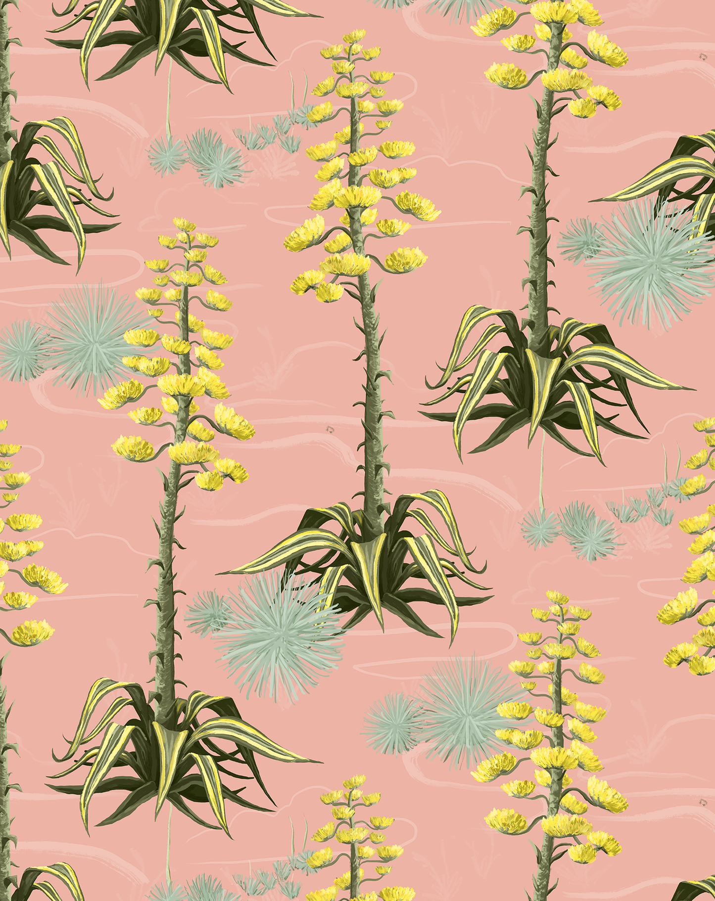 Agave Valley Wallpaper, pink