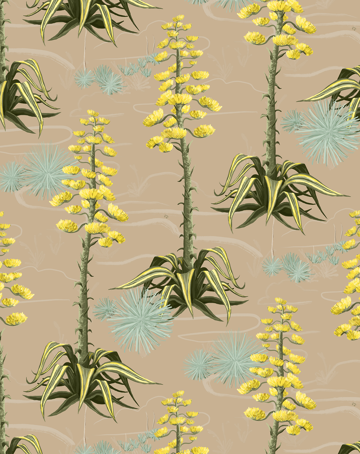 Agave Valley Wallpaper, tan