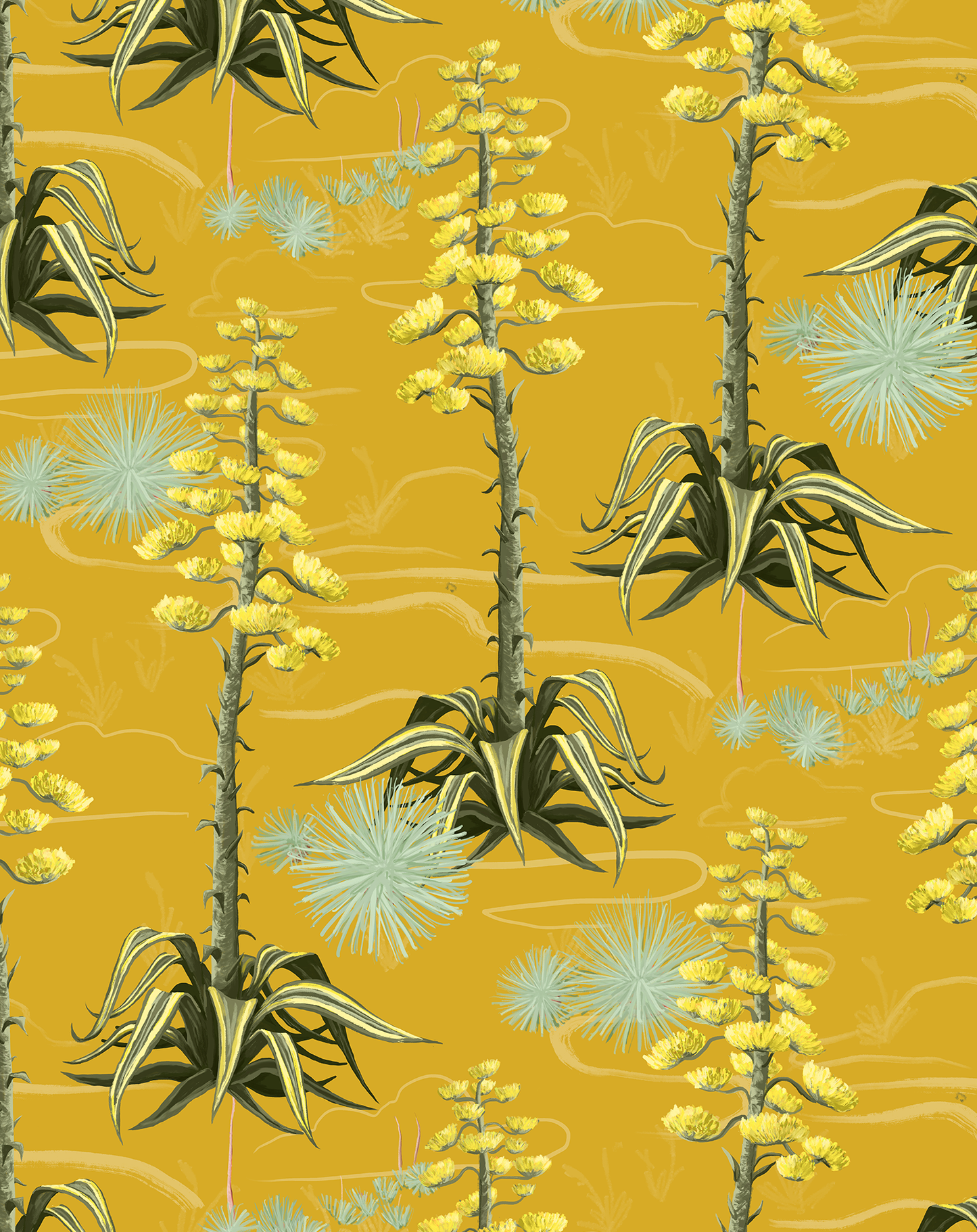 Agave Valley Wallpaper, yellow