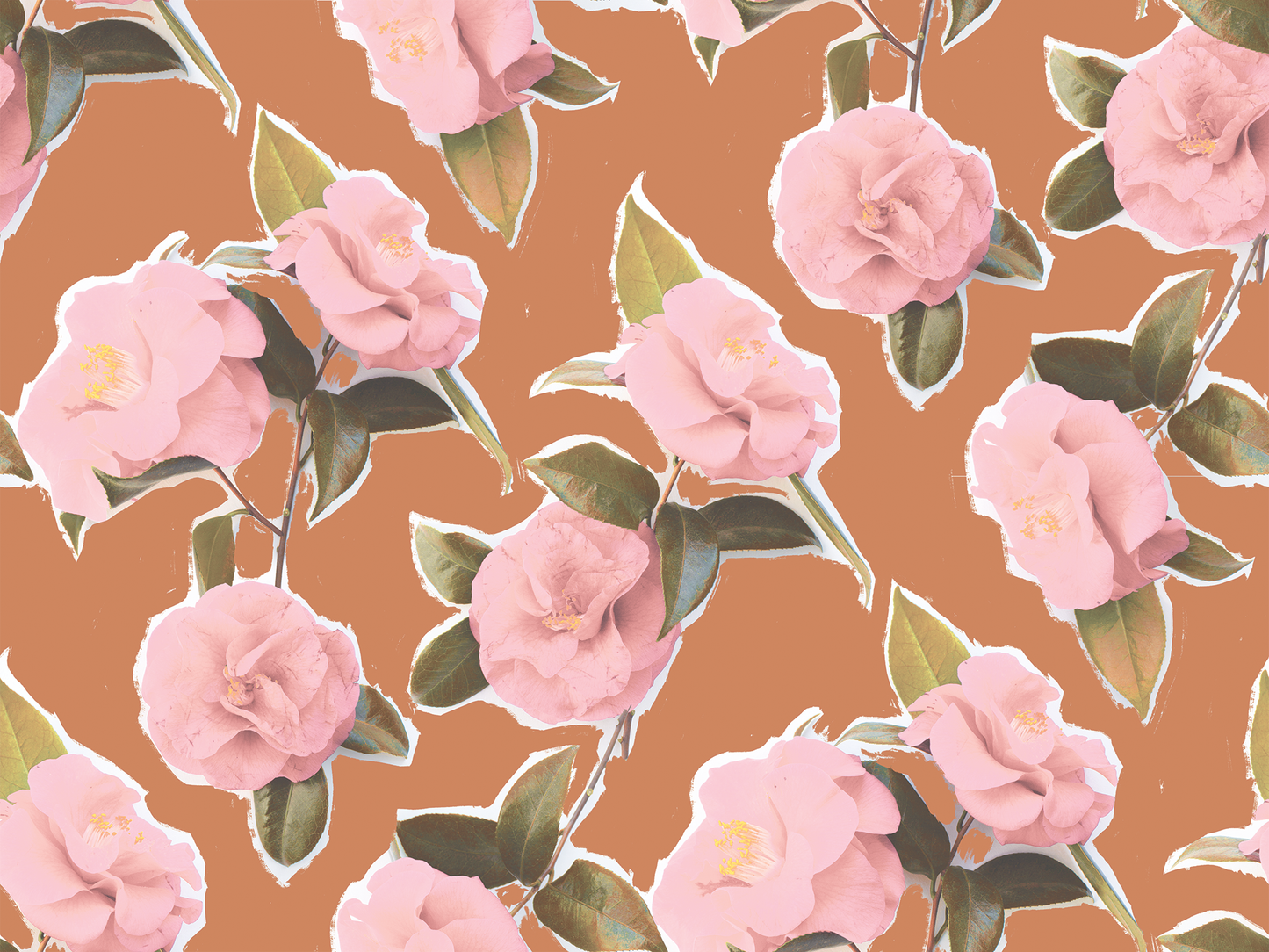 Camellia Wallpaper, rust