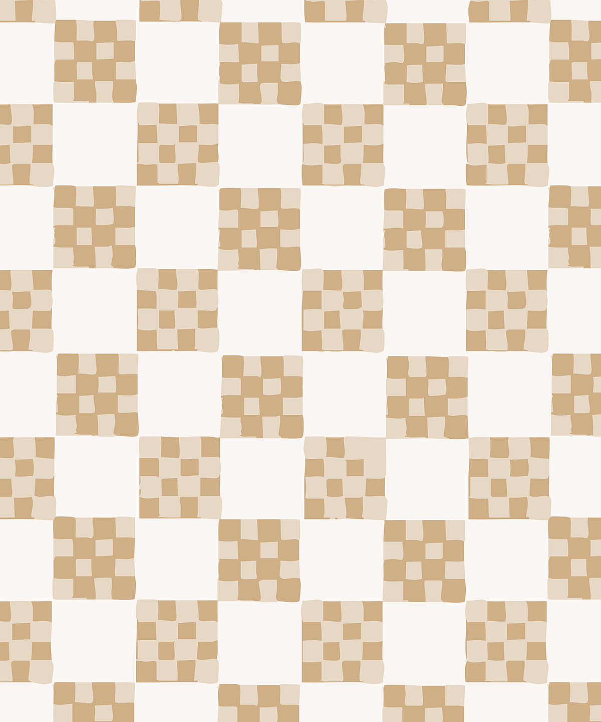 Checkered Quilt Wallpaper, tan and white