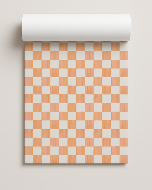 Checkers Contact Paper, coral & white