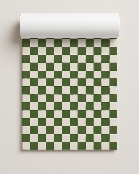 Checkers Contact Paper, dark green & white