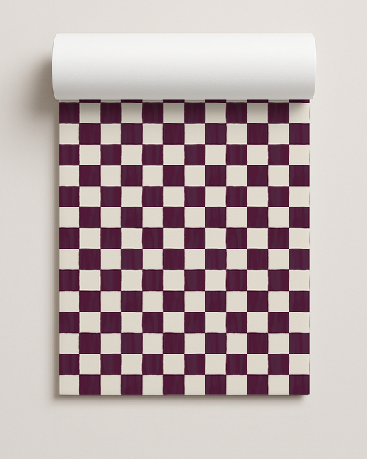 Checkers Contact Paper, eggplant & white