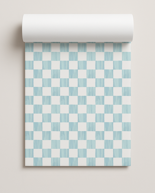 Checkers Contact Paper, light blue & white