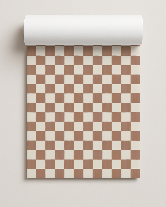 Checkers Contact Paper, mocha mousse & white