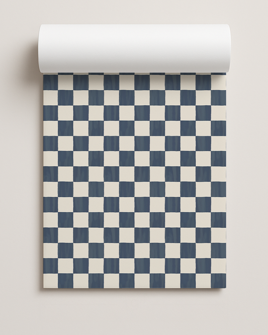 Checkers Contact Paper, stormy blue & white