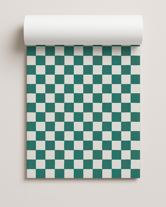 Checkers Contact Paper, teal & white