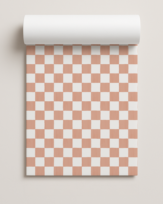 Checkers Contact Paper, terra cotta & white