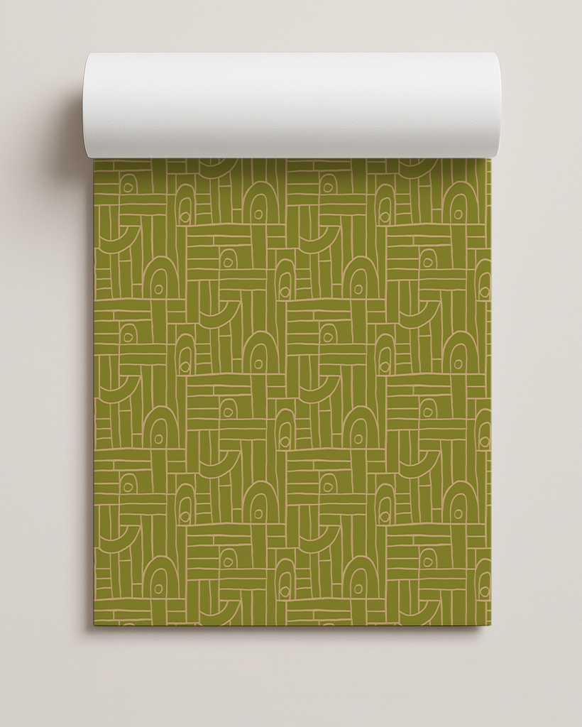 Deco Tile Contact Paper, chartreuse and peach