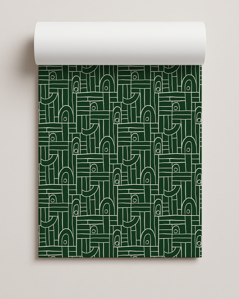 Deco Tile Contact Paper, green and white