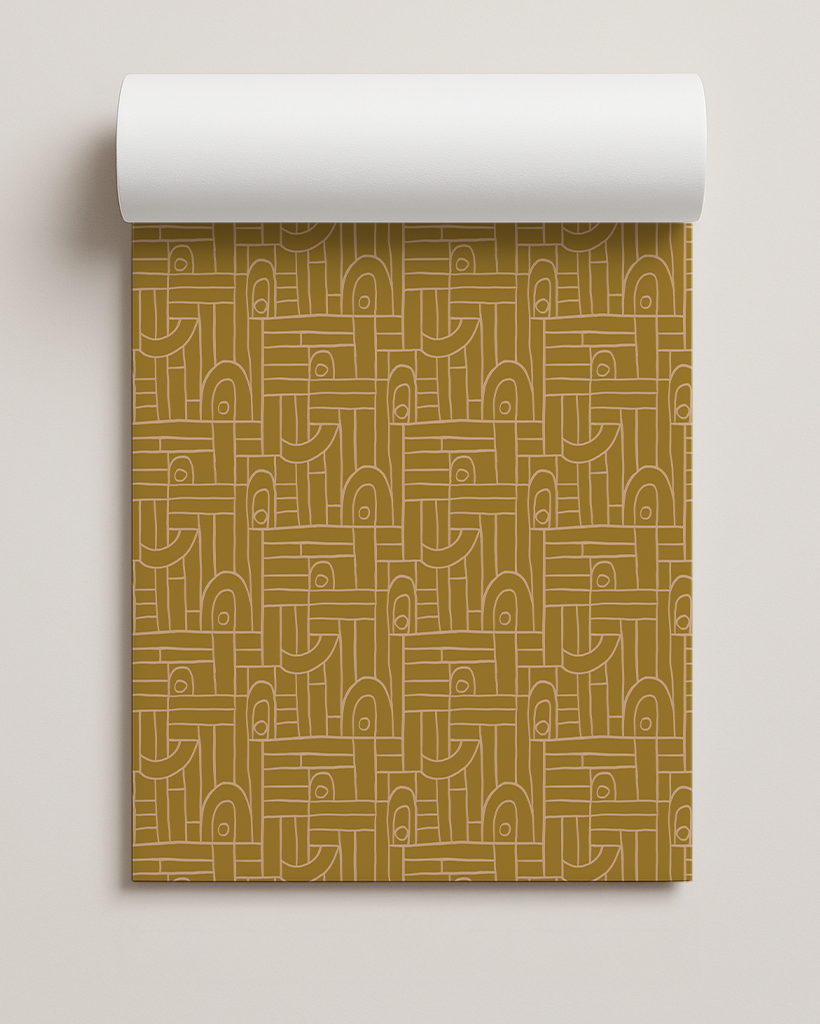 Deco Tile Contact Paper, mustard and peach