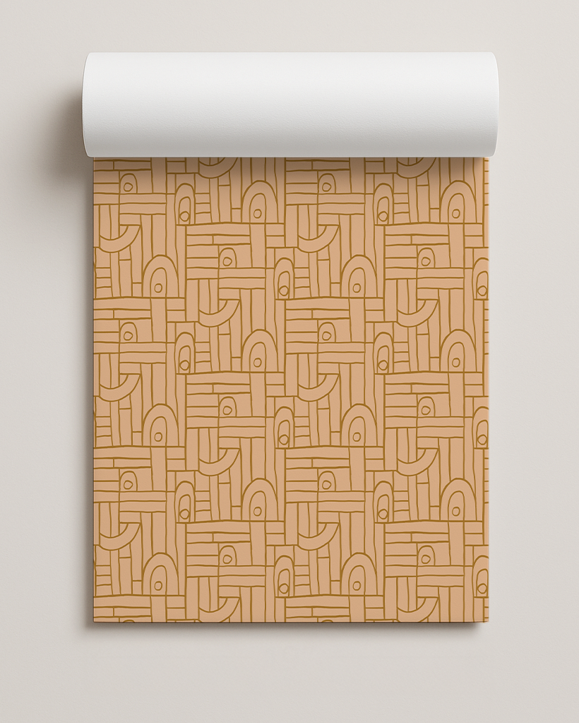 Deco Tile Contact Paper, peach and mustard