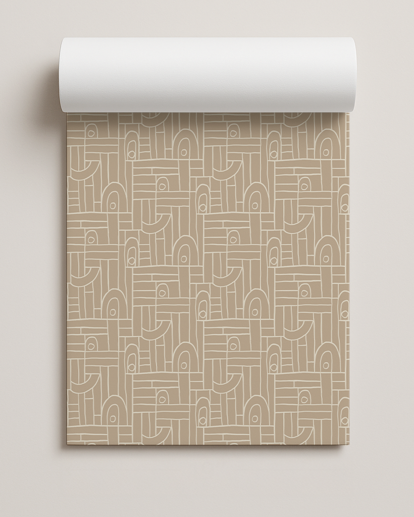 Deco Tile Contact Paper, tan and white