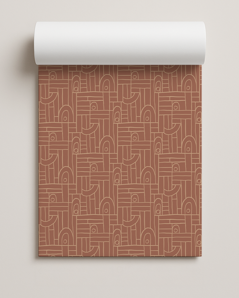 Deco Tile Contact Paper, terra cotta and peach