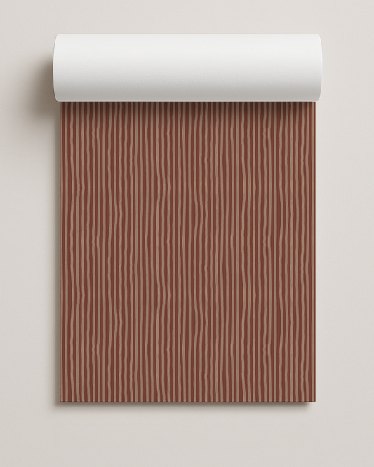 Dolce Stripe Contact Paper, brown and peach