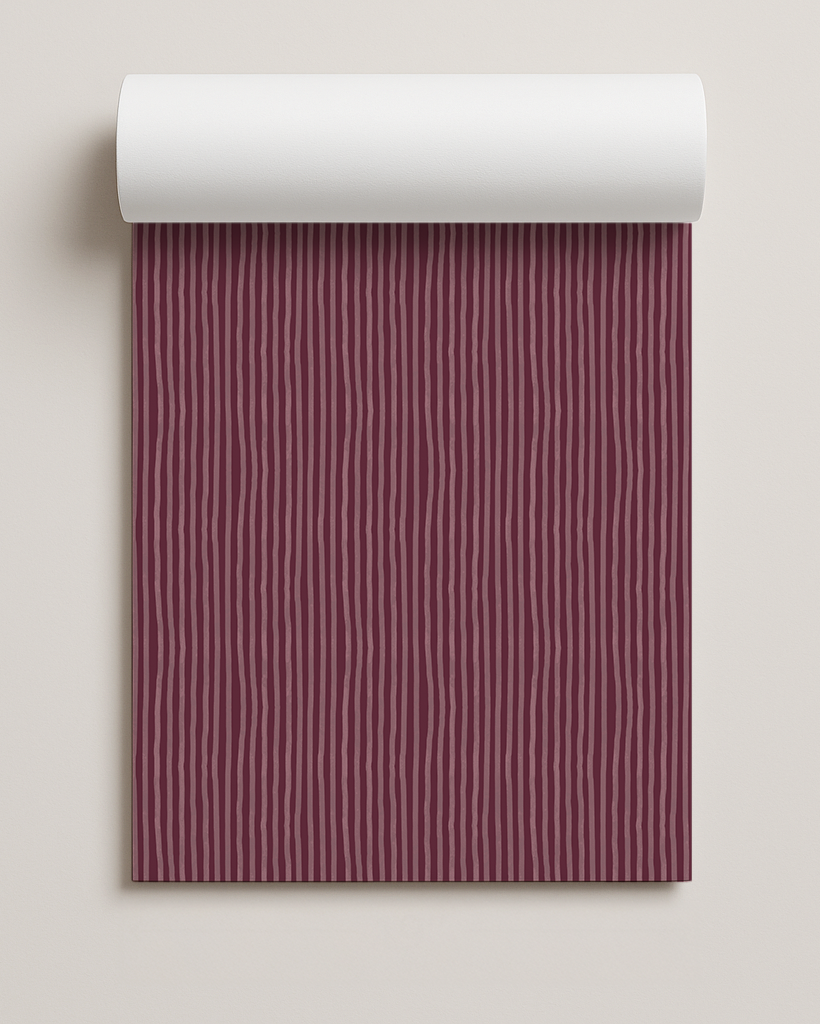 Dolce Stripe Contact Paper, eggplant and mauve