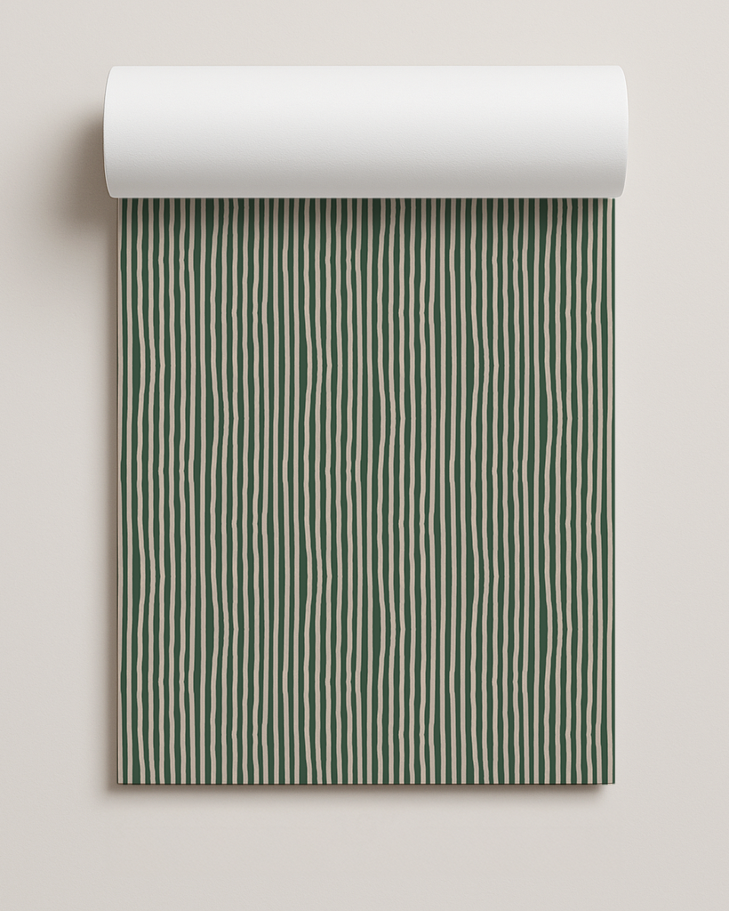 Dolce Stripe Contact Paper, green and beige