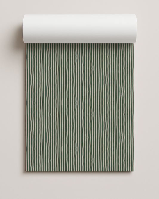 Dolce Stripe Contact Paper, green and beige