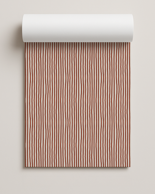 Dolce Stripe Contact Paper, off-white and brick red