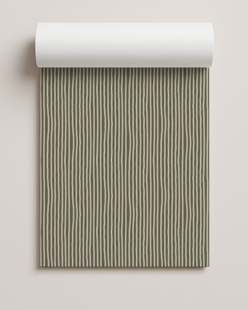 Dolce Stripe Contact Paper, olive green and tan