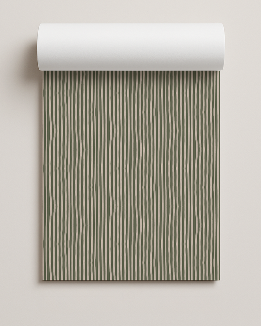 Dolce Stripe Contact Paper, olive green and tan