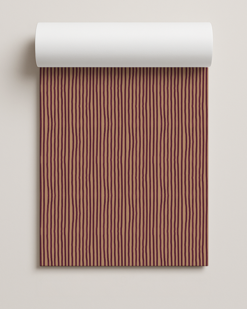 Dolce Stripe Contact Paper, peach and eggplant