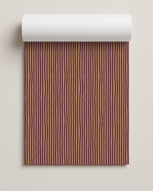 Dolce Stripe Contact Paper, peach and eggplant