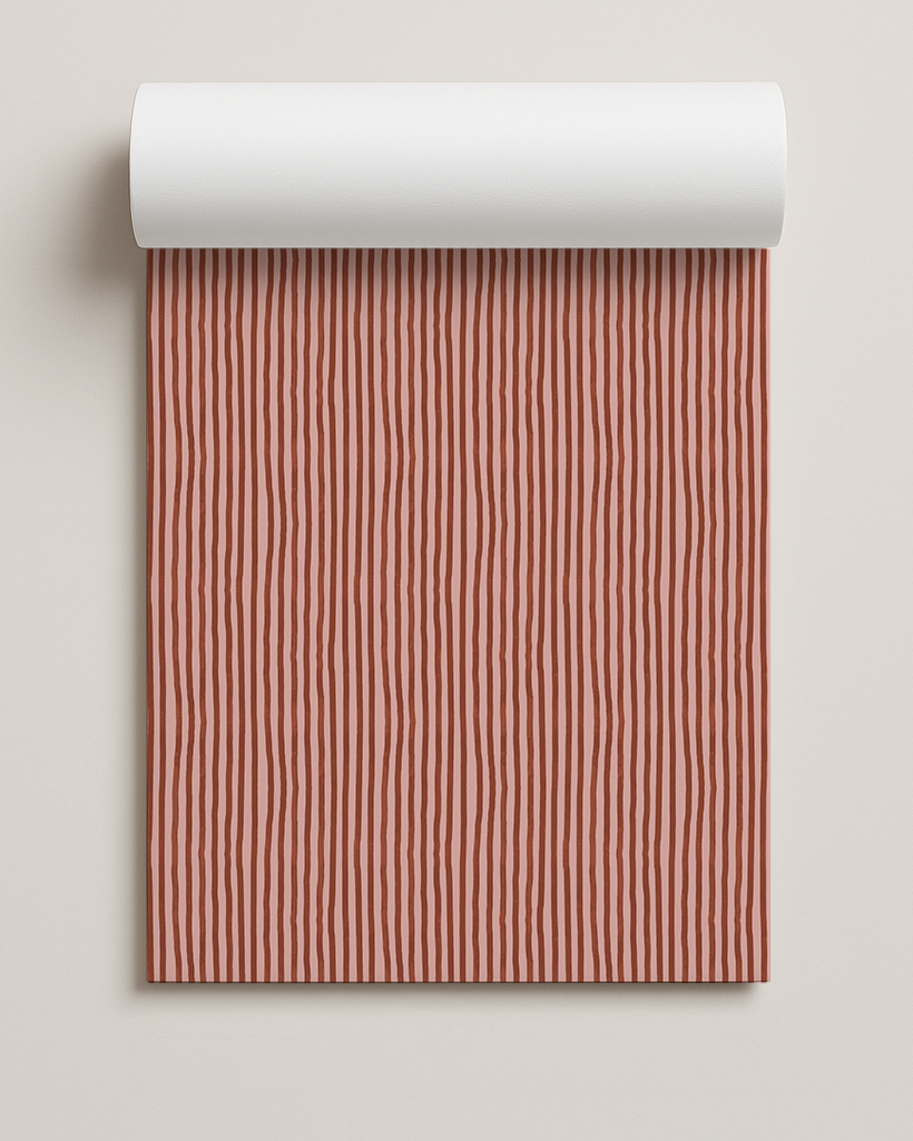 Dolce Stripe Contact Paper, pink and brick red