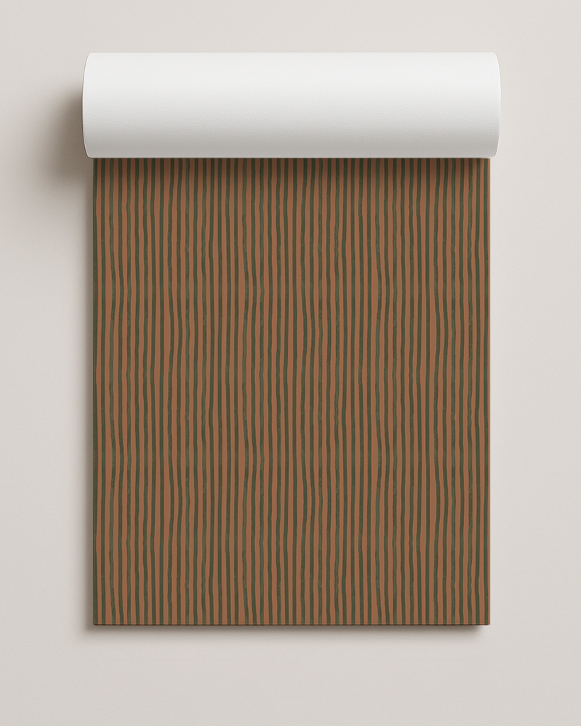 Dolce Stripe Contact Paper, terra cotta and olive