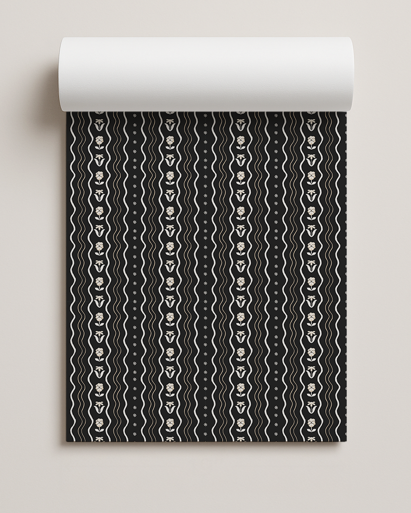 Posy Lane Contact Paper, black and neutral