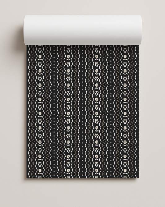 Posy Lane Contact Paper, black and neutral