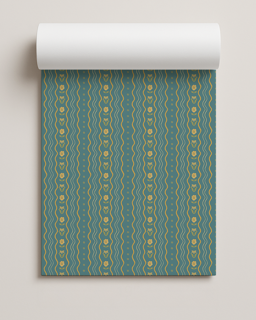 Posy Lane Contact Paper, blue, yellow and green