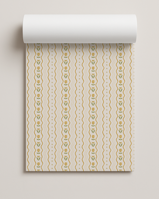 Posy Lane Contact Paper, off-white and yellow, green