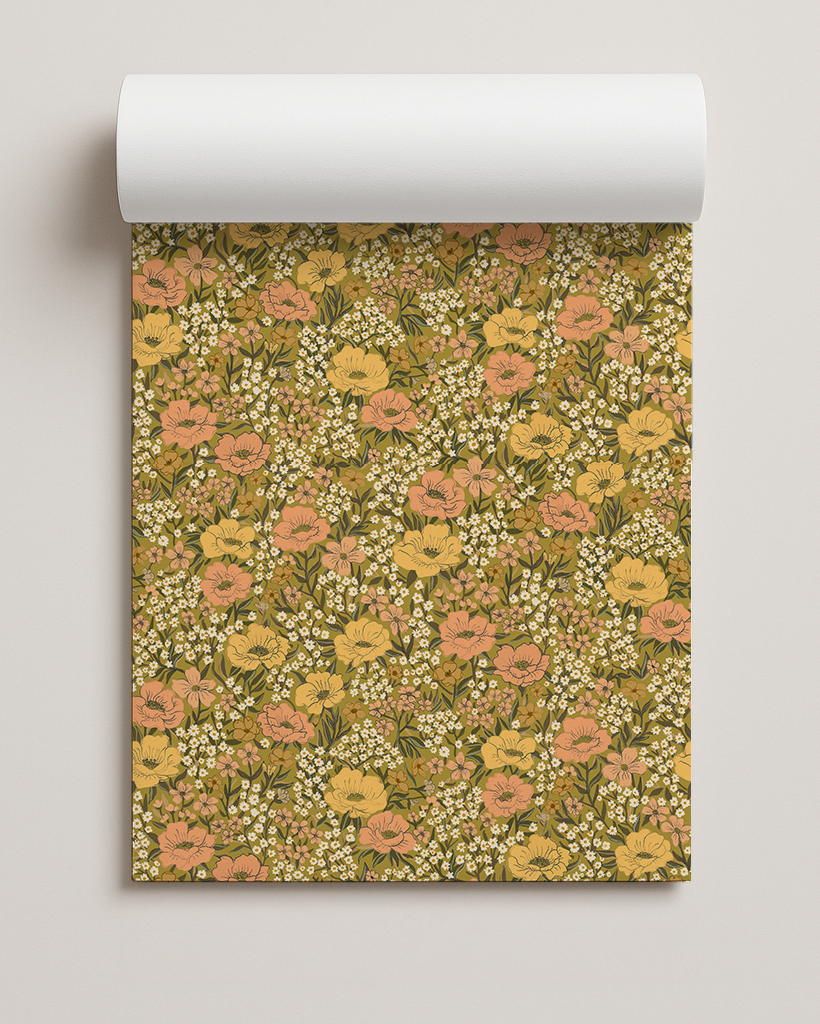 Wildflower Meadow Contact Paper, chartreuse