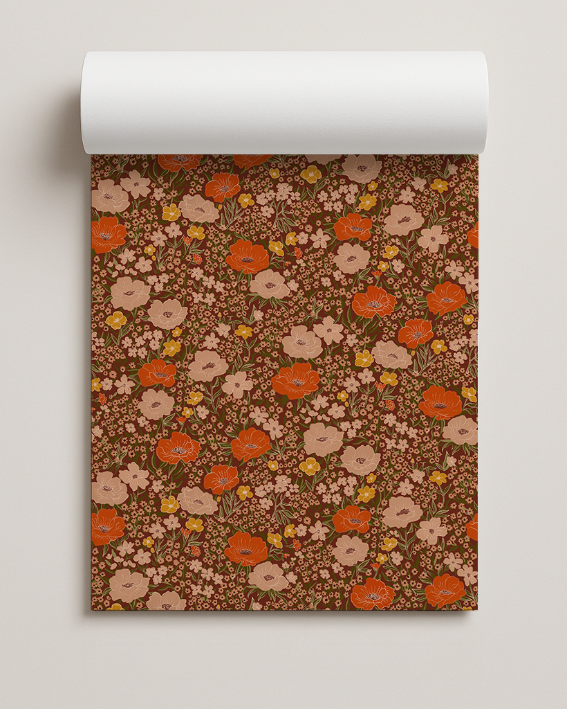 Wildflower Meadow Contact Paper, dark siena