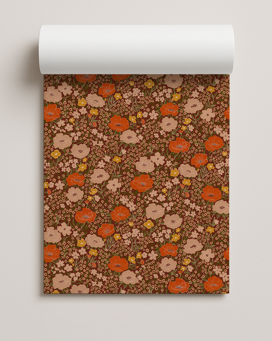 Wildflower Meadow Contact Paper, dark siena