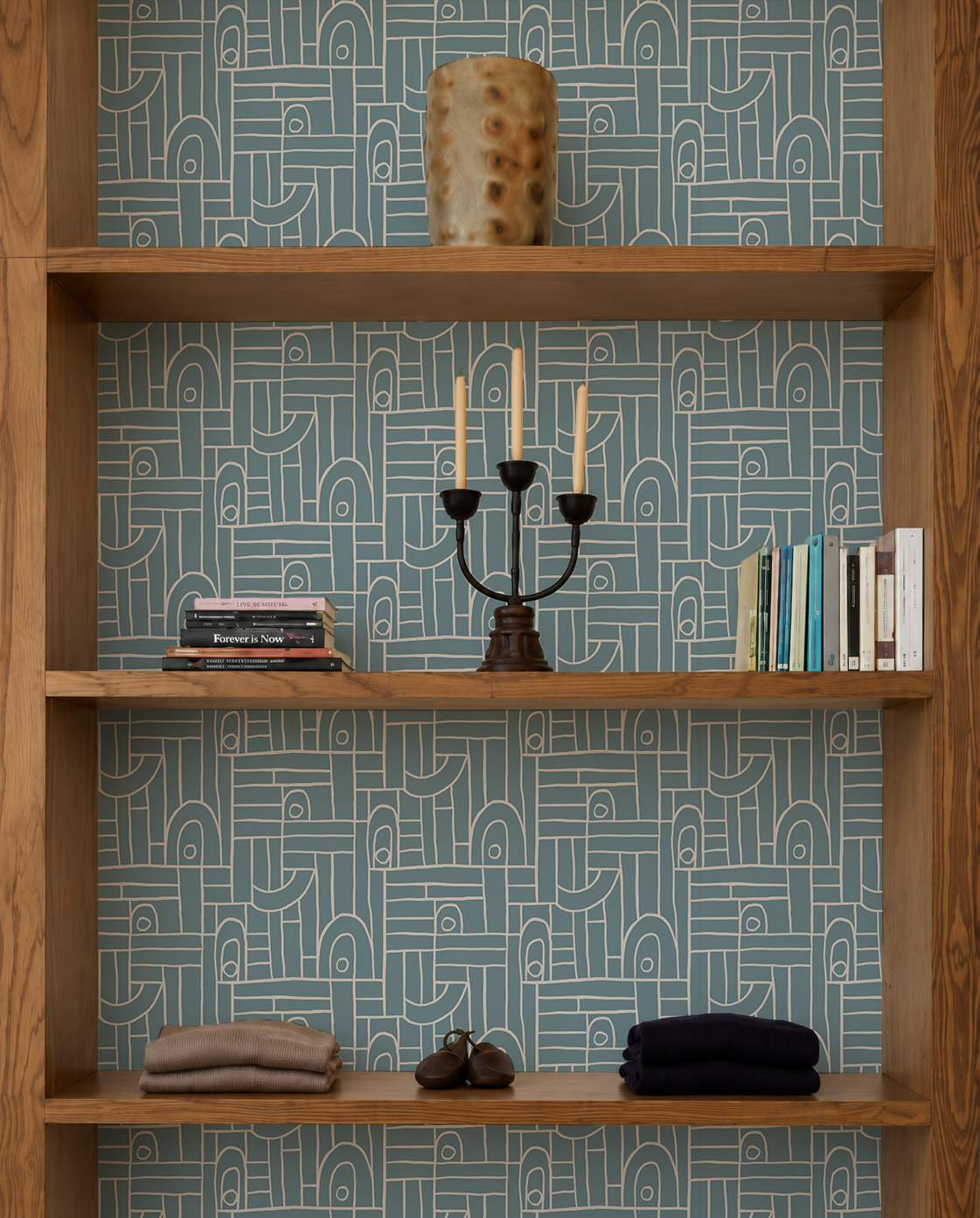 Deco Tile Contact Paper, dusty blue and off-white