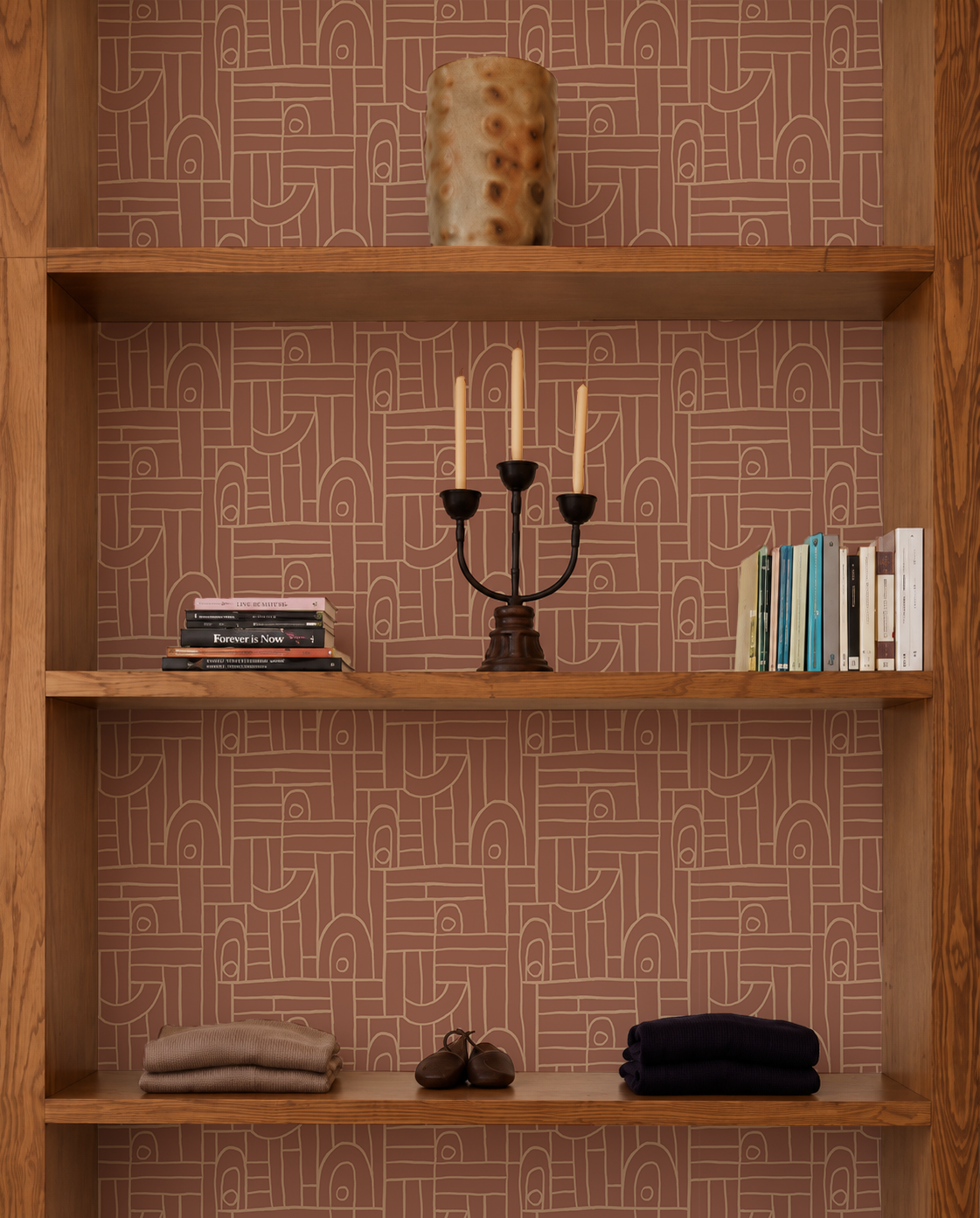 Deco Tile Contact Paper, terra cotta and peach