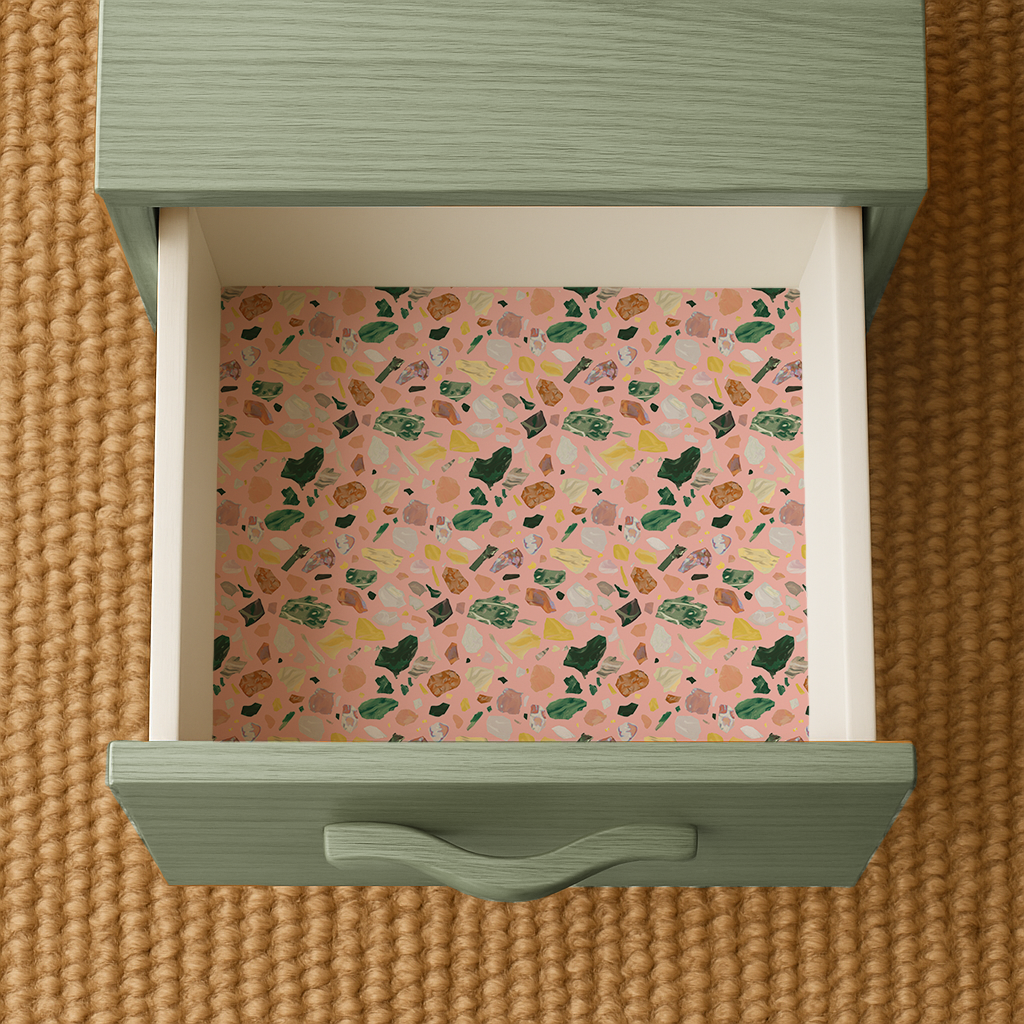 Painted Terrazzo Contact Paper, bold pink