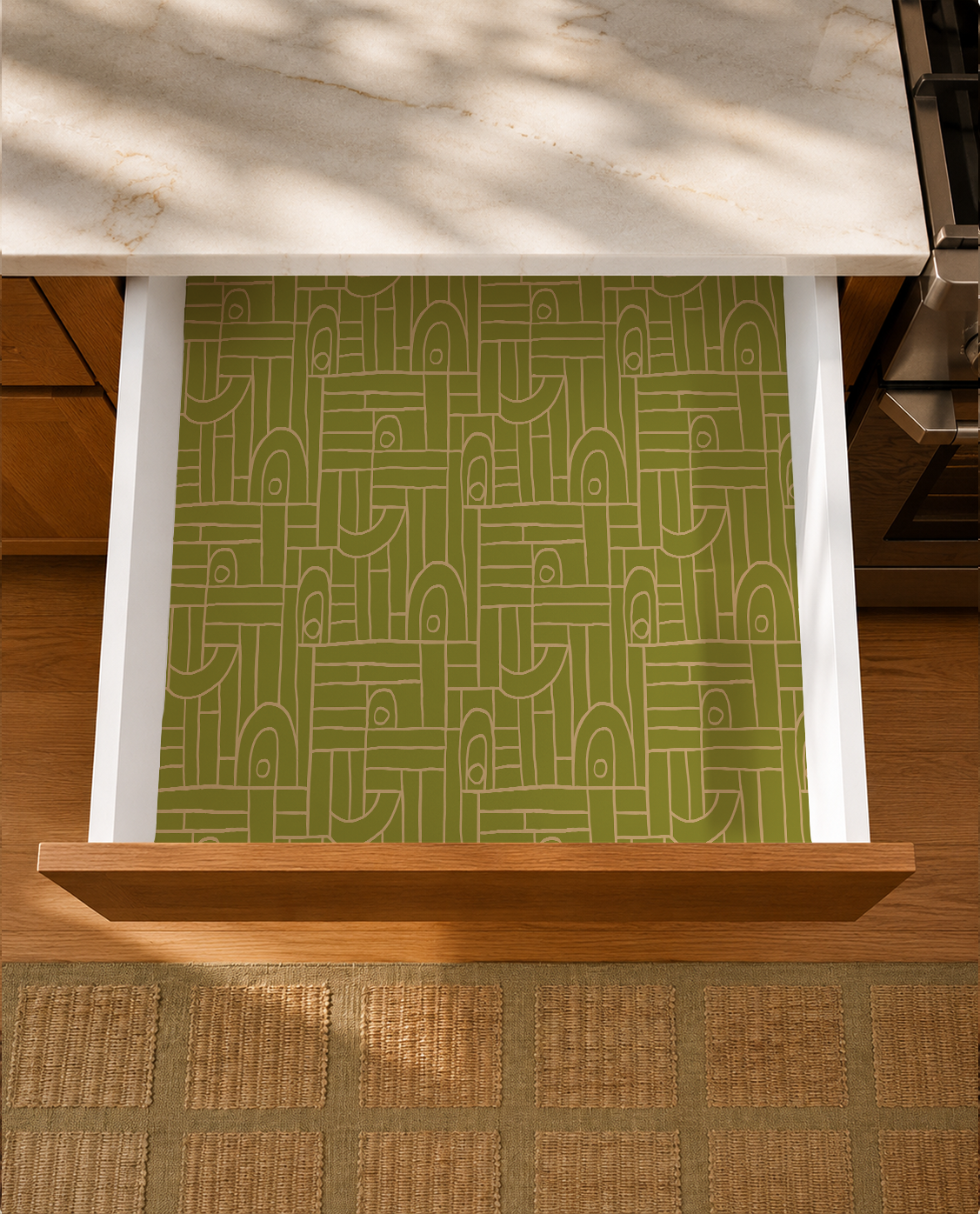Deco Tile Contact Paper, chartreuse and peach