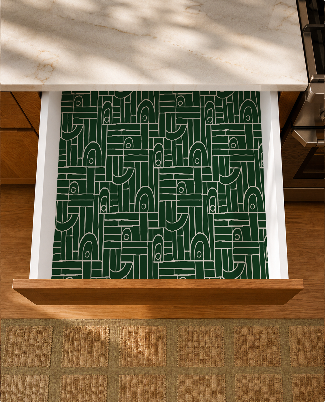 Deco Tile Contact Paper, green and white